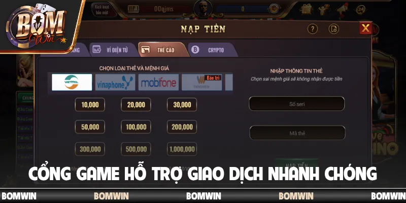 Bomwin ⭐️ Cổng Game Bài Quốc Tế - Tải Bom Win Chính Hãng 2026 18 Cổng game hỗ trợ giao dịch nhanh chóng